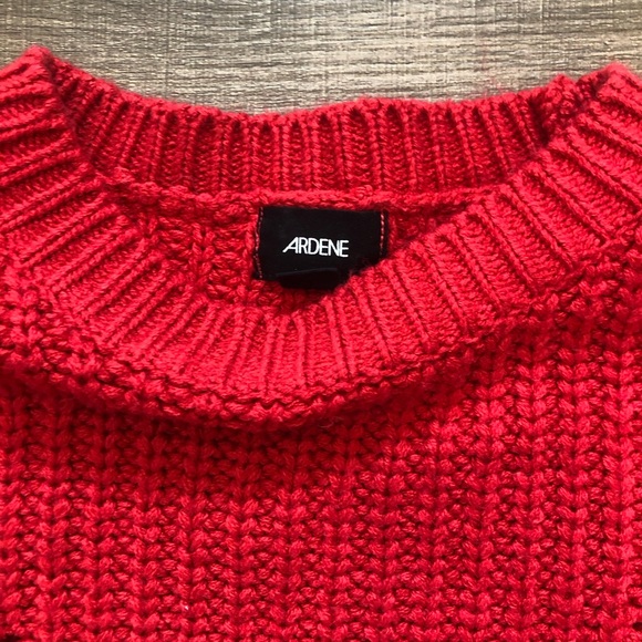 Red Cropped Crewneck Knit Sweater - Picture 3 of 3